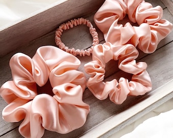 Pink Pure Mulberry Silk Scrunchie – 22 Momme | Handmade in the UK
