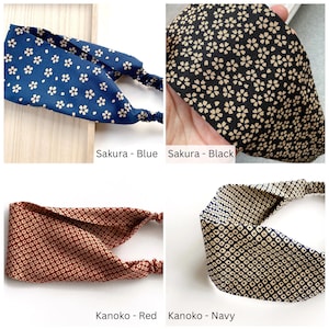 Handmade Japanese cotton yoga headband, elastic hair band image 6