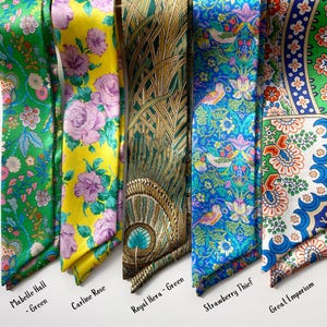 Handmade Liberty silk satin skinny scarf, long headband scarf, handbag scarf bow, purse handle scarf, silk ponytail scarf, women’s neckscarf