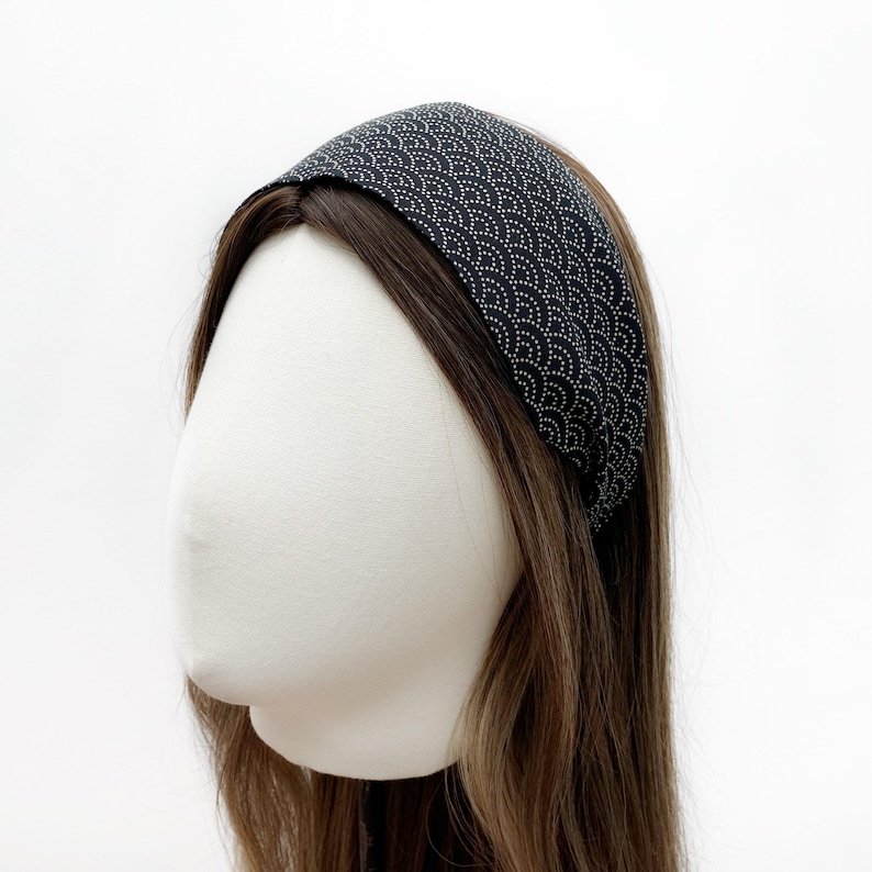Handmade Japanese cotton yoga headband, elastic hair band image 3