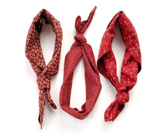 Bandane giapponesi in cotone, piccole sciarpe quadrate