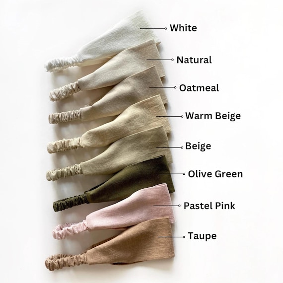 Handmade cotton linen stretchy wide headband, women's elastic yoga headband