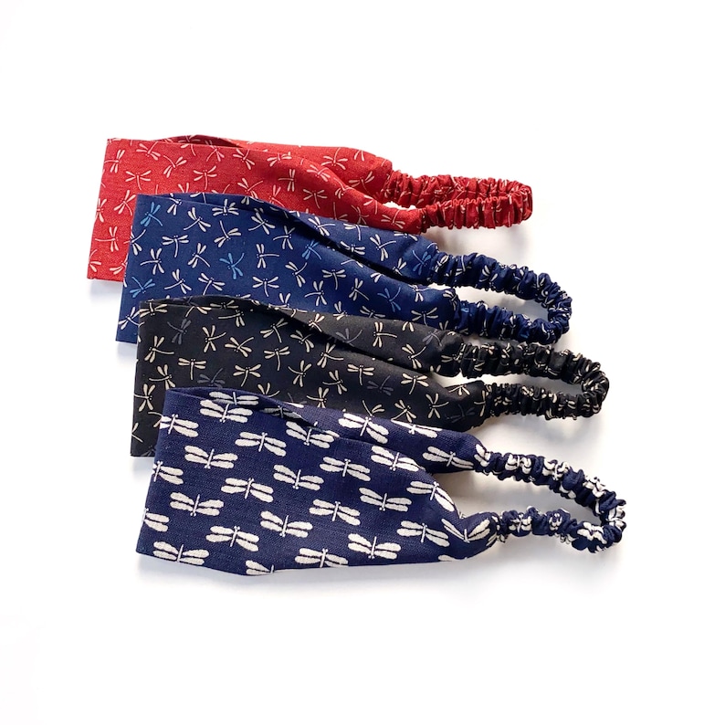 Handmade Japanese cotton yoga headband, elastic hair band image 13
