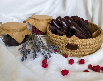 Crochet jute basket vegetable storage