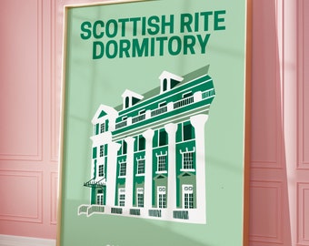 Scottish Rite Dormitory Austin Preppy Artwork DIGITAL DOWNLOAD - UT Tower Download Included!