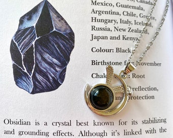 Silver Obsidian Bunny Pendant Necklace