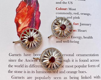 Garnet Sun Necklace Pendant, Crystal Sun Pendant, Garnet Pendant