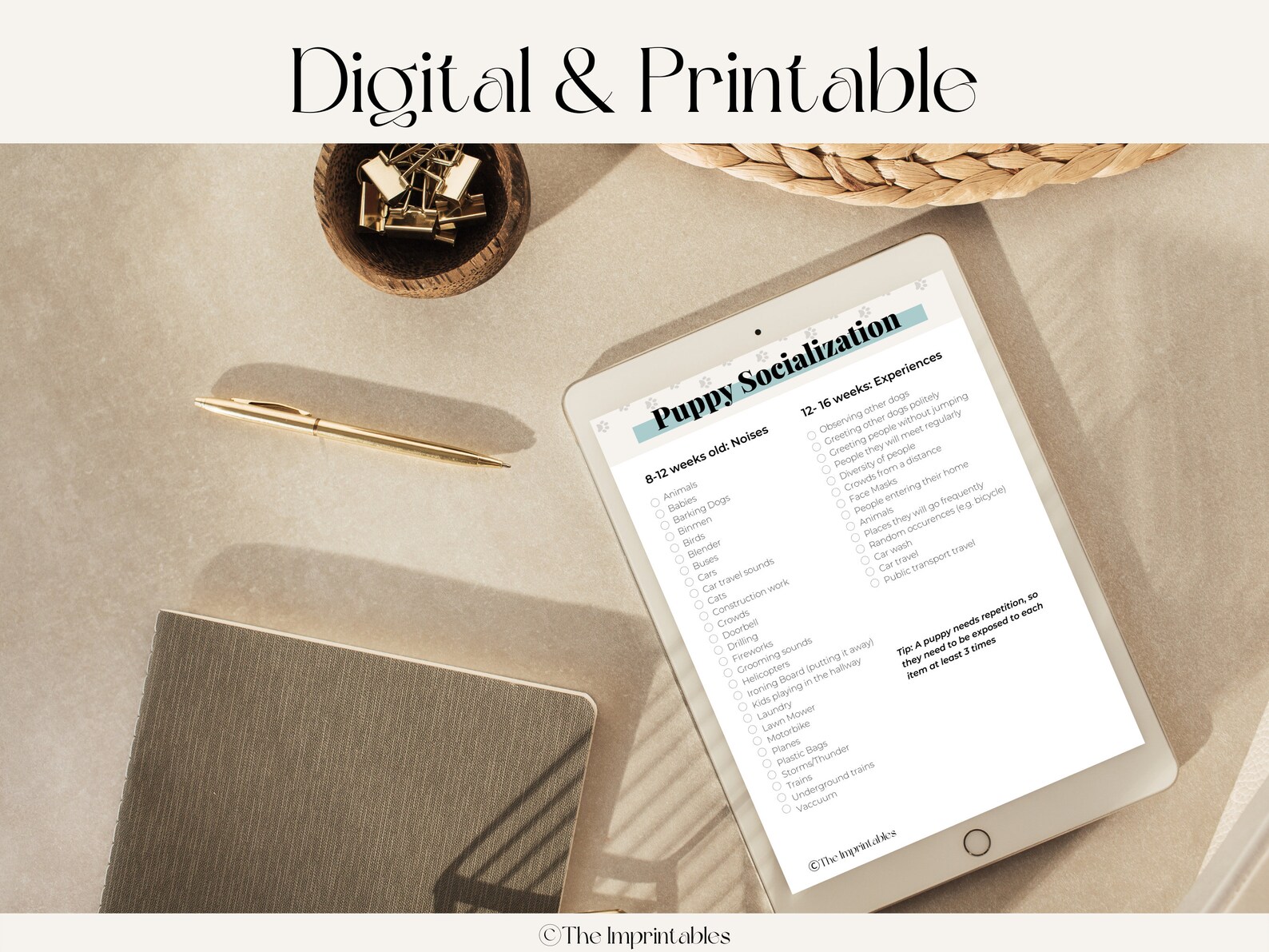 Puppy Socialization Checklist PDF Printable Instant Digital Download ...