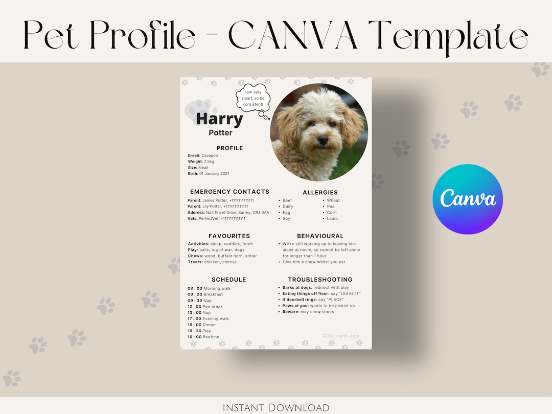 pet-profile-canva-template-printable-instant-digital-download-pet