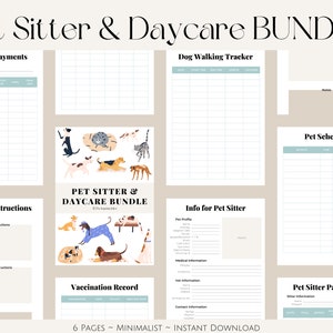 Pet Sitter & Daycare BUNDLE Printable | 6 pages | Instant Digital Download | Pet Information, Pet Printable, Pet Care Planner