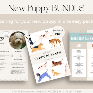 New Puppy BUNDLE Printable | | Instant Digital Download | Pet Information, Pet Printable, Pet Care Planner