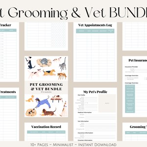 Pet Grooming & Vet BUNDLE Printable | 10+ pages | Instant Digital Download | Pet Information, Pet Printable, Pet Care Planner