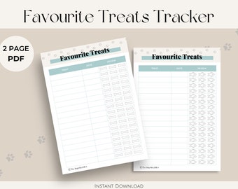 Pet Favourite Treats Tracker PDF Printable | Instant Digital Download | Puppy Printable, Pet Information, Pet Printable, Dog Care
