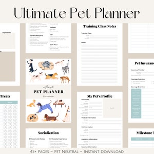 Pet Planner Printable | 45+ pages | Instant Digital Download | Pet Sitter Notes, Pet Information, Pet Printable, Pet Care Planner