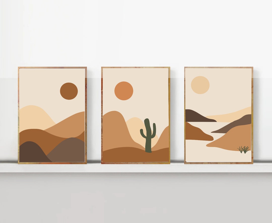 Boho Landscape Wall Art Digital Downloadset of 3 Wall Prints Etsy
