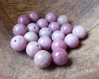 Rhodonite Pierre Naturelle, Boules de diamètre 6 mm ou 8 mm, Perles pour loisirs créatifs et bijouterie, pierres semi-précieuses, DIY.