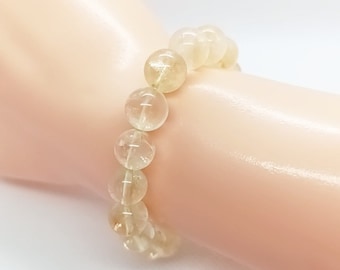 Heated Citrine - Adjustable Stretch Bracelet in Natural Stones - 6 mm or 8 mm Round Beads. Polished Lithotherapy Stones