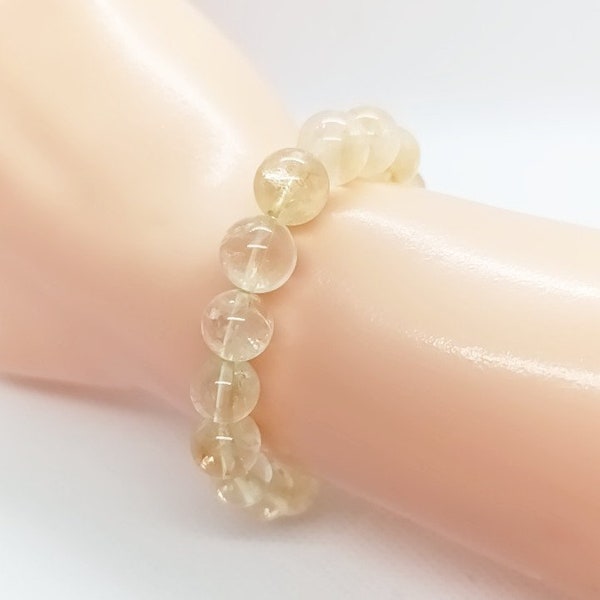 Citrine Chauffée - Bracelet extensible ajustable en Pierres Naturelles - Perles Rondes de 6 mm ou 8 mm . Pierres Polies de Lithothérapie