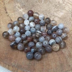 Naturstein aus Botswana-Achat, Kugeln mit 6 mm Durchmesser, Perlen zum Basteln und für Schmuck, Halbedelsteine, DIY.