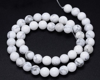 Perles De Howlite Naturelle – Lot De 5, Diamètre Au Choix, Gemmes Pour Création
