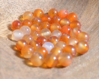 Cornaline Pierre Naturelle, Boules de diamètre 6 mm ou 8 mm, Perles pour loisirs créatifs et bijouterie, pierres semi-précieuses, DIY.