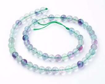 Fluorite Grade A Pierre Naturelle, Boules de 6 mm ou 8 mm, Perles pour loisirs créatifs et bijouterie, pierres semi-précieuses, DIY.