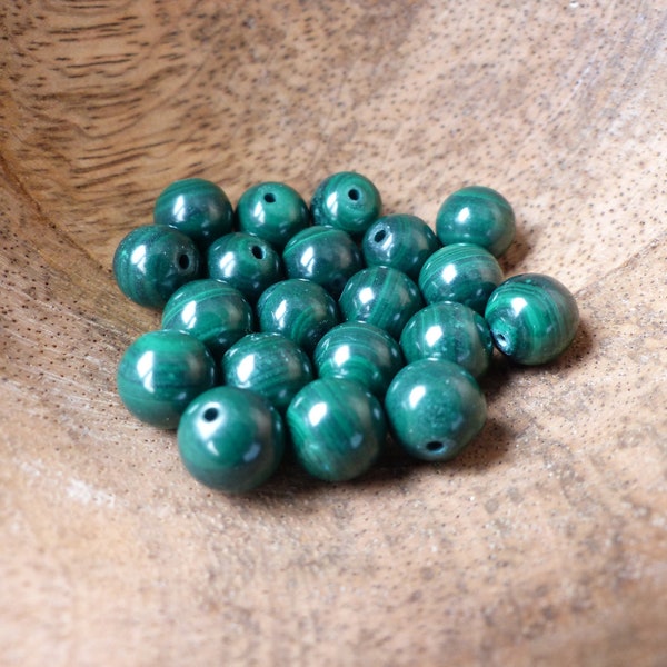 Malachite Pierre Naturelle, Boules de diamètre 6 mm, 8 mm, Perles pour loisirs créatifs et bijouterie, pierres semi-précieuses, DIY.