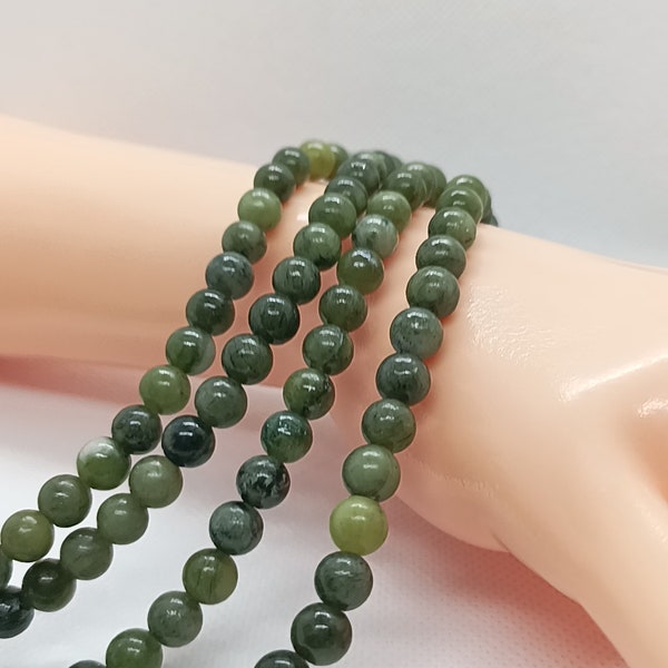 Green Jade - Complete Rows of Pearls - Natural Pearls - Diameter of your choice - Undyed - Natural Semi-Precious Stones.