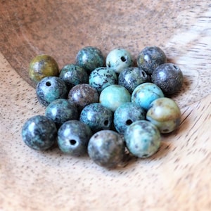 Natural African Turquoise, 6 mm, 8 mm diameter balls, Beads for creative hobbies and jewelry, semi-precious stones, DIY.