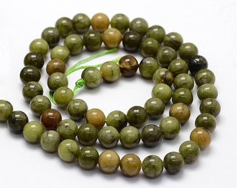 Jade Verte Pierre Naturelle, Boules de 6 mm, Perles pour loisirs créatifs et bijouterie, pierres semi-précieuses, DIY.