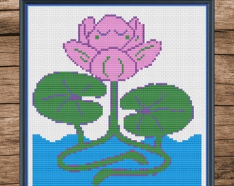 Waterlily Yoga Flower Woman Cross Stitch Pattern Instant Download PDF