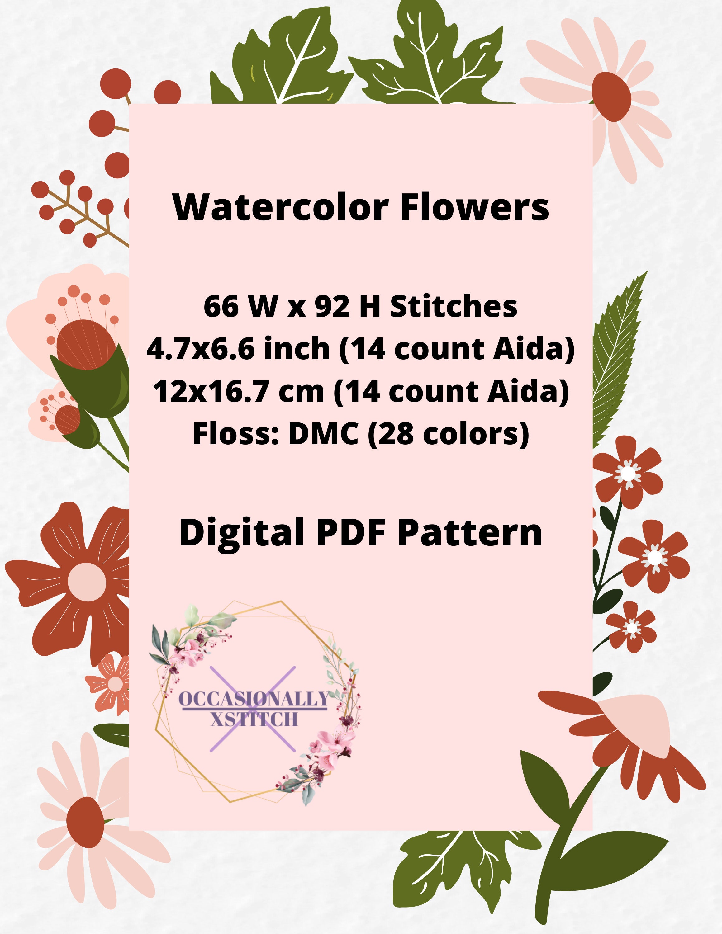 Watercolor Colorful Flowers in Vase Cross Stitch Pattern Instant ...