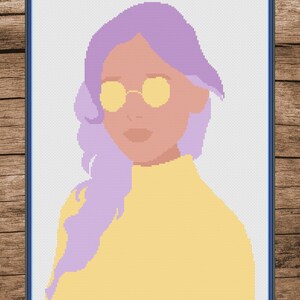Sunglass Purple Hair Woman CrossStitch Pattern