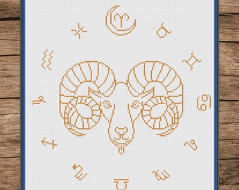 Aries Zodiac Cross Stitch Pattern Instant Download PDF