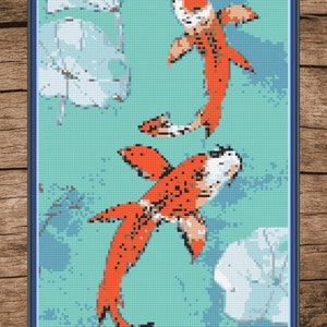 Koi Fish Pond Lilypad Cross Stitch Pattern