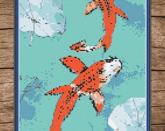 Koi Fish Pond Lilypad Cross Stitch Pattern