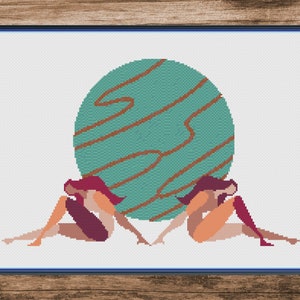 Two Women World Cross Stitch Pattern