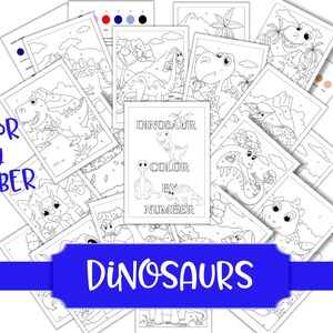 DINOSAUR COLOR by NUMBER Printable Coloring Book