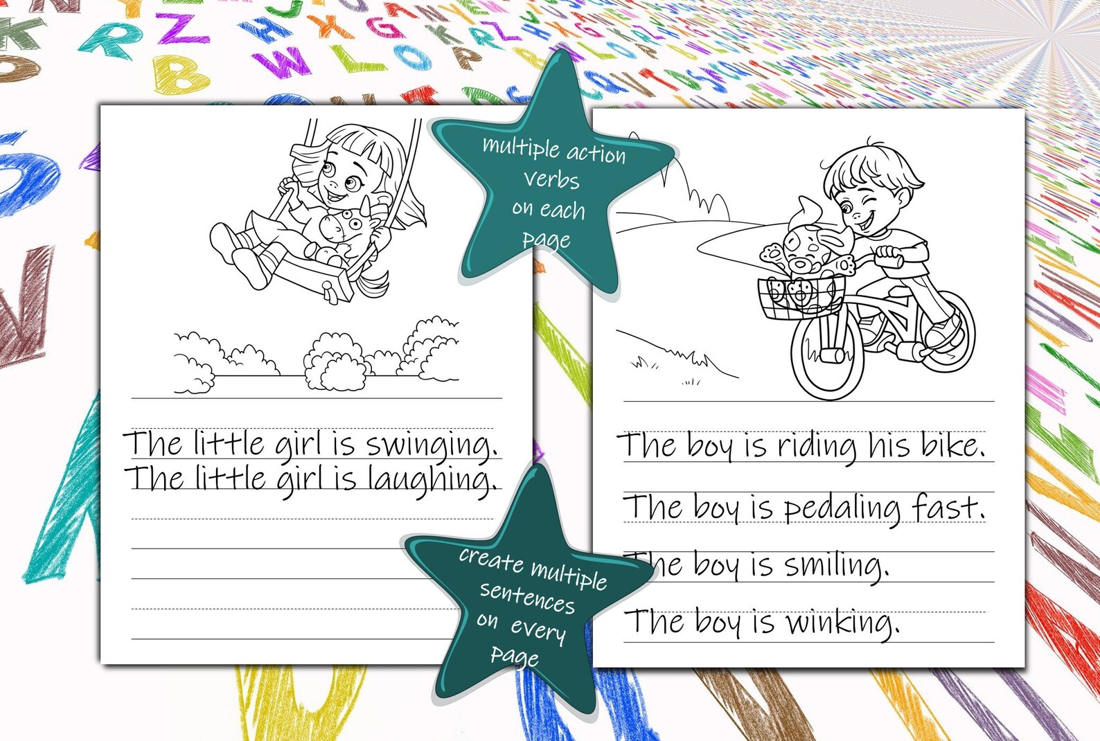 ACTION VERBS Building Sentences Worksheets / Homeschool Printables - Etsy