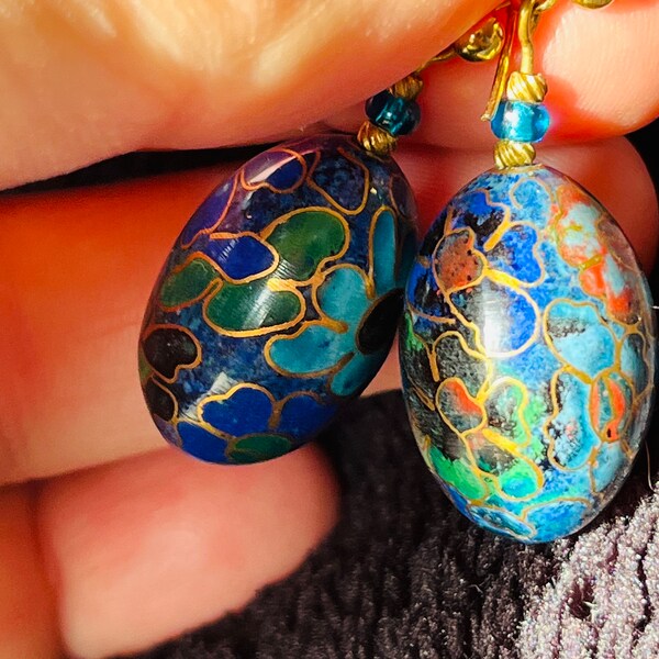 Vintage cloisonné  bead earrings CE2