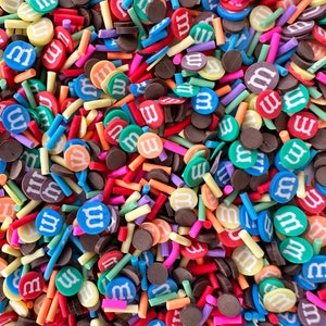 Chocolate “m” Fake Sprinkles, Polymer Clay Charms, Clay Slices, Resin and Slime Craft Charms