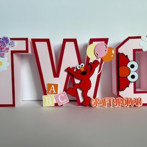Sesame Street Inspired 3D Letter SET, 3D Letter, Elmo Inspired, Party Decor, Center Piece, Sesame Street Birthday, Elmo Birthday