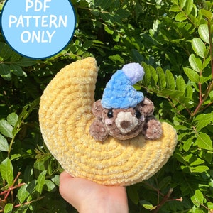 Sleepy Bear on a Moon Crochet Pattern