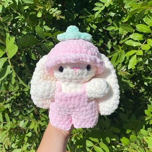Crochet Strawberry Bunny Plushie