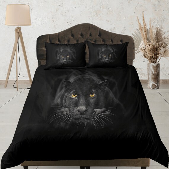 Panther Cotton Duvet Cover Black Quilt Cover Wild Animal Bedding