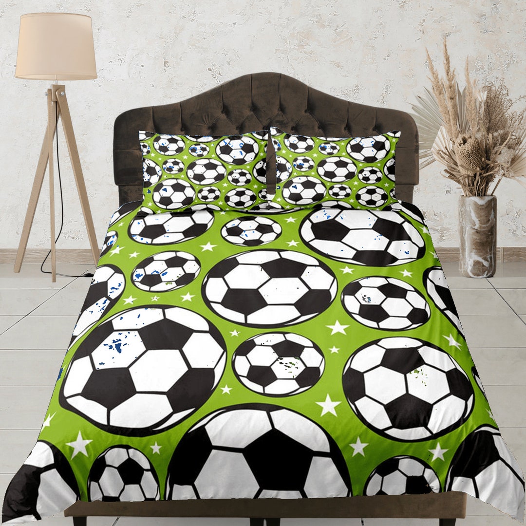 Soccer Ball Cotton Duvet Cover Sports Quilt Cover Geometric Etsy