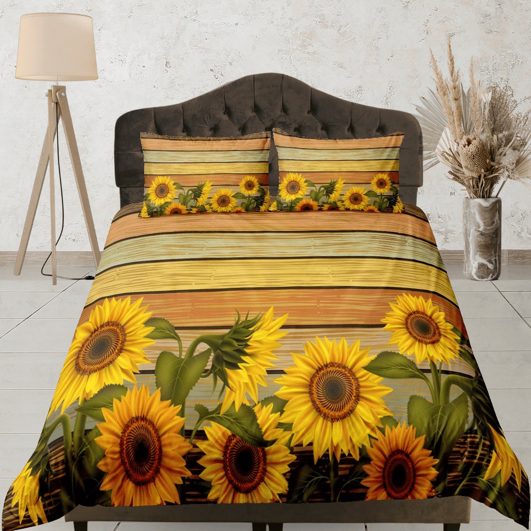 Sunflower Cotton Duvet Cover Yellow Flower Quilt Cover Etsy