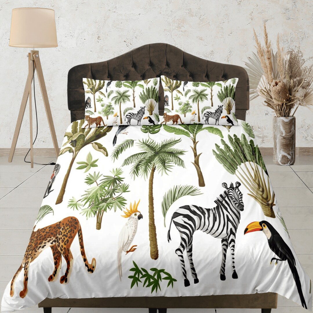 Zebra Cotton Duvet Cover Leopard Quilt Cover Coconut Tree Etsy