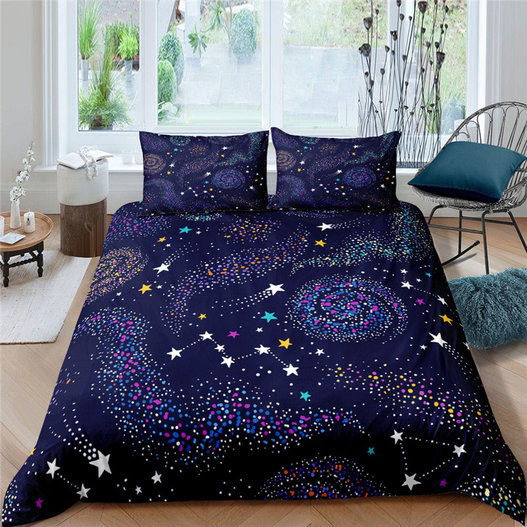 Galaxy Purple Starry Night Bedding Set
