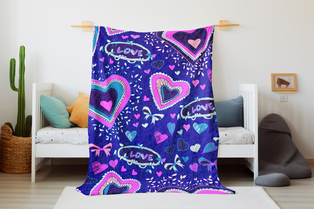 Purple Heart Baby Blanket Baby Girl Flannel Fleece Blanket Etsy